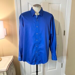 GUC Men's Robert Graham Royal Blue Button Front Shirt Size 2XL XXL